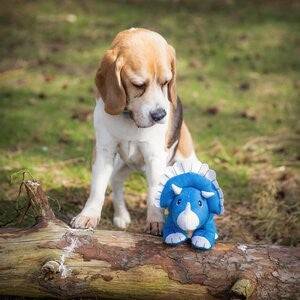 Sustainapaws Triceratops 100% Recycled Plastic Double Layered Plush Dog Toy - Give Paws