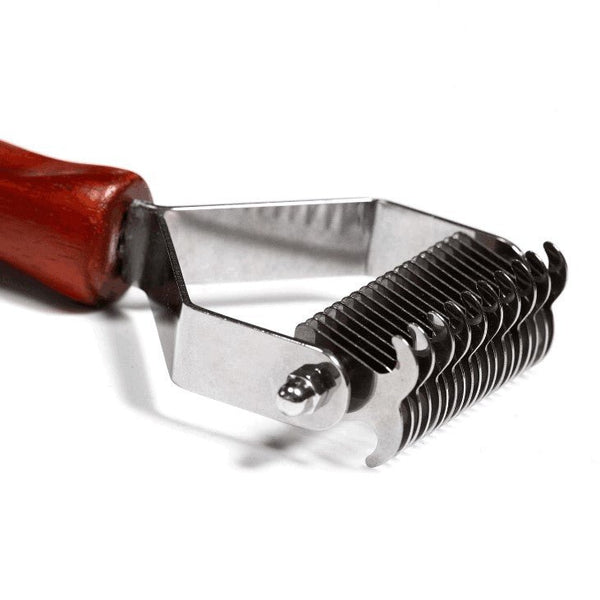 Herm Sprenger Wooden Handle Double Sided Deshedding Brush - Give Paws