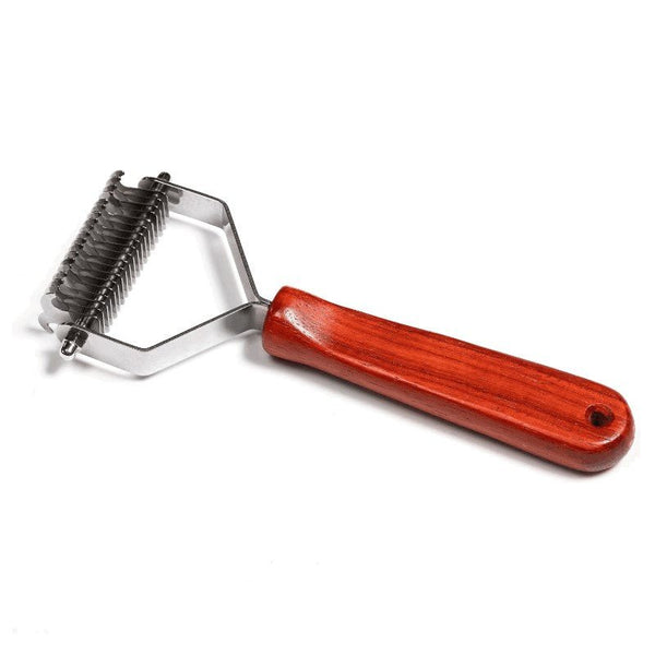 Herm Sprenger Wooden Handle Double Sided Deshedding Brush - Give Paws