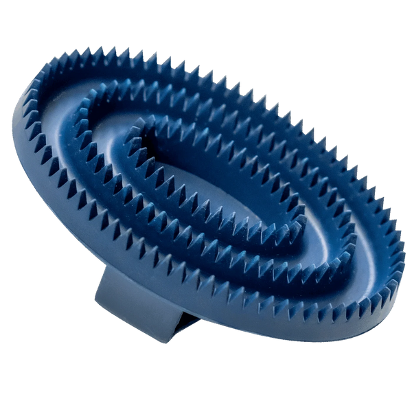 Curry Comb, Oval - Rubber, Blue
