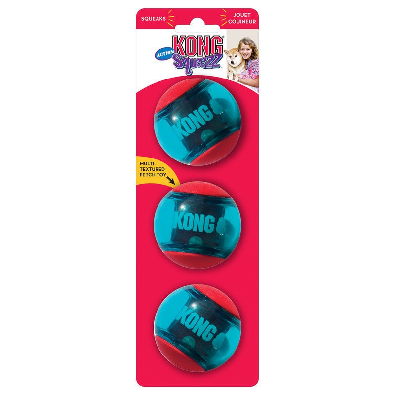 KONG Squeezz Action Ball Red 3 Pack