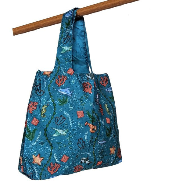 Large Tote Bag: Swimmers & Splashers - Give Paws
